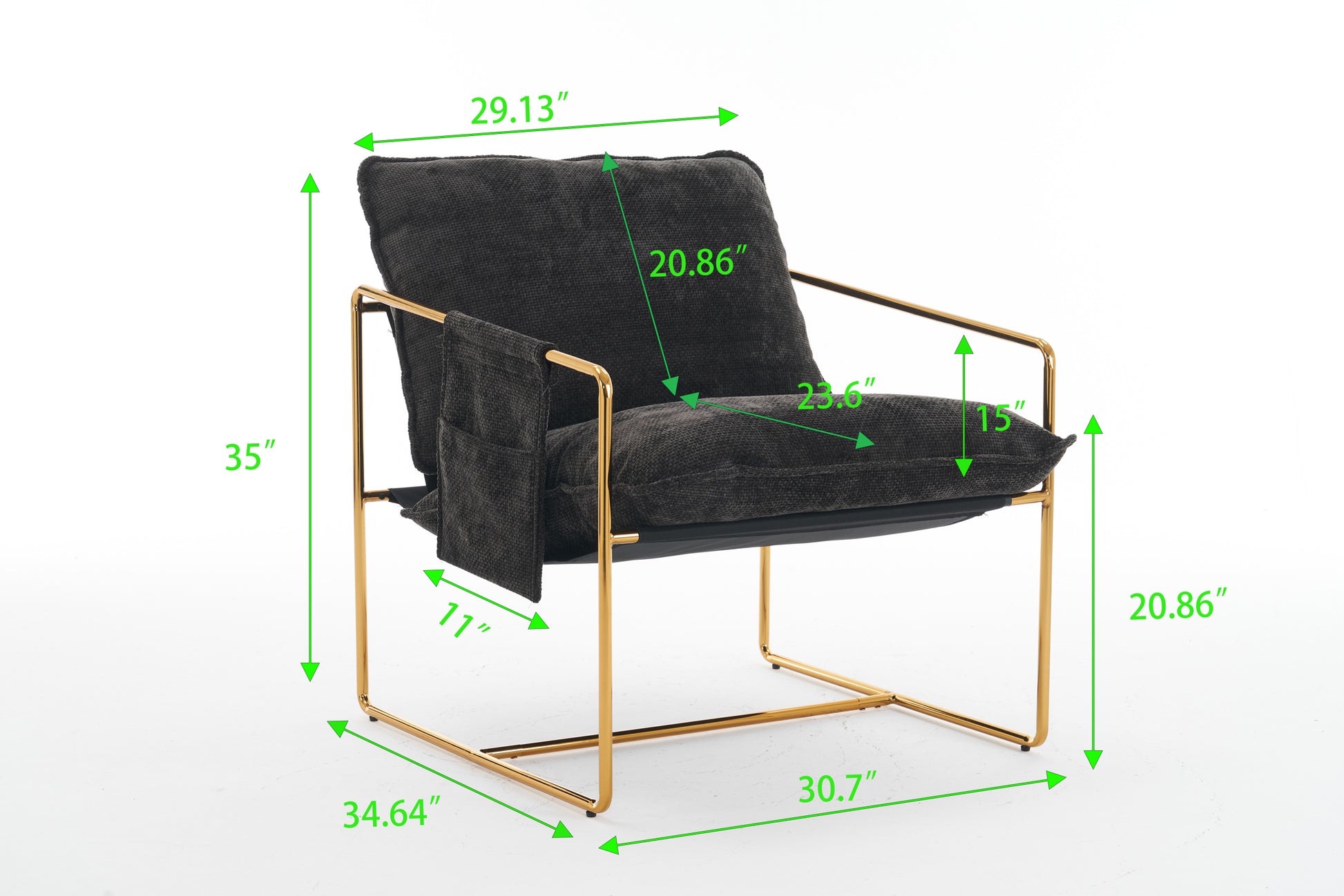 2 Chairs In 1 Box, Upholstered Hanging Armchair With Arm Pocketsmetal Frame, Gold Plated Craftsman, Crushed Foam Cushions And Skin Friendly Woven Fabric For Living Room And Bedroom. Dark Gray Dark Gray Metal