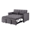 55.1 Inch 3 In 1 Convertible Sofa Bed, Modern Velvet Double Sofa Futon Sofa Bed With Adjustable Back, Storage Bag And Pillow, For Living Room, Bedroom Dark Grey Dark Grey Metal & Wood 2 Seat