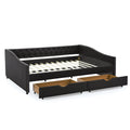 Queen Size Daybed With Drawers Upholstered Tufted Sofa Bed,With Button On Back And Copper Nail On Waved Shape Arms 84.5
