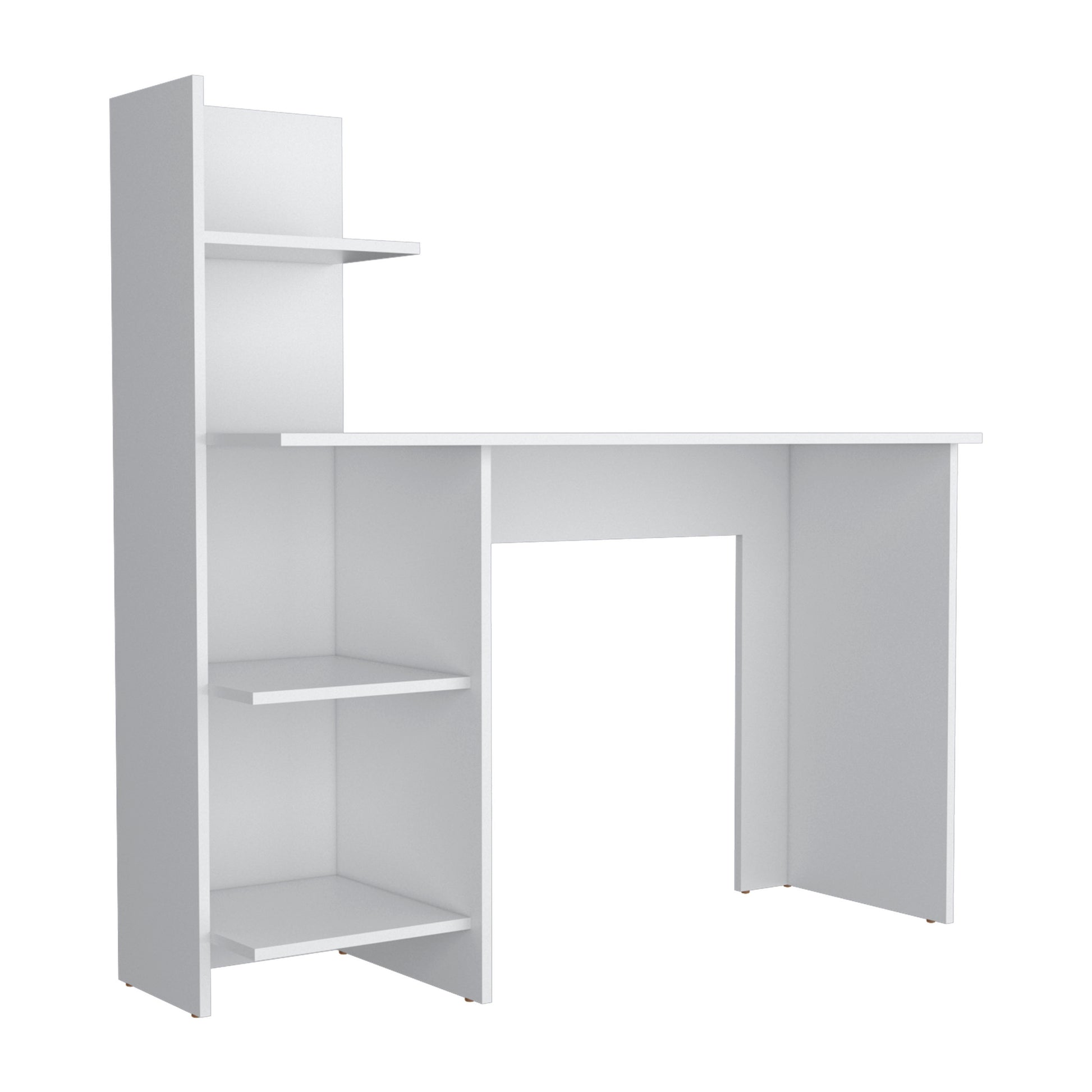 Writing Desk, Four Shelves, White White Particle Board Pine