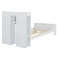 Twin Size Platform Bed With Built In Shelves, Led Light And Usb Ports, White White Mdf Lvl