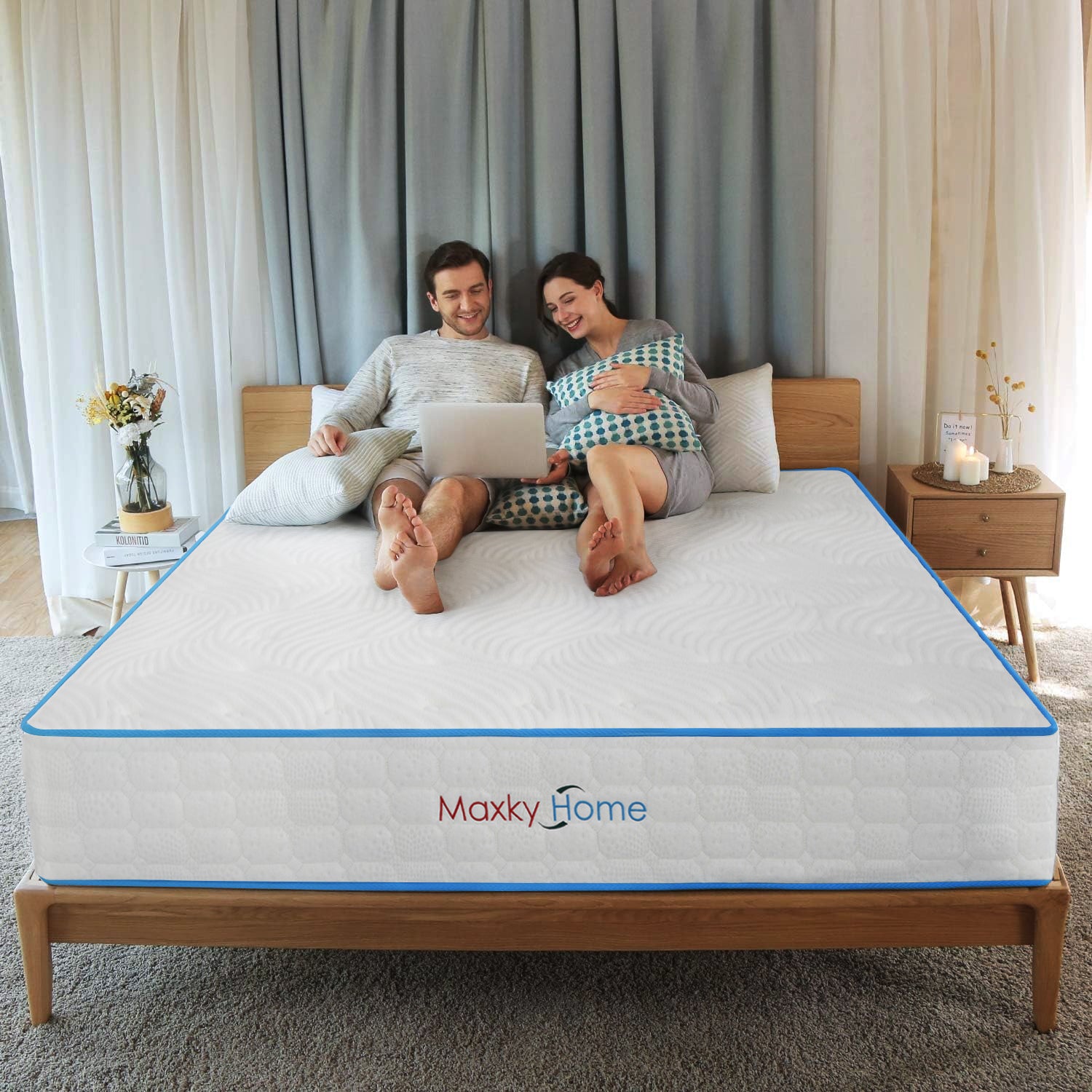 10 Inch Twin Mattress With Pillows, Gel Memory Foam Mattress Bed In A Box Medium Firm Hybrid Mattress Certipur Us Certified, Twin Box Spring Required Twin White Bedroom Modern Open Frame Memory Foam Polyester Foam Spring