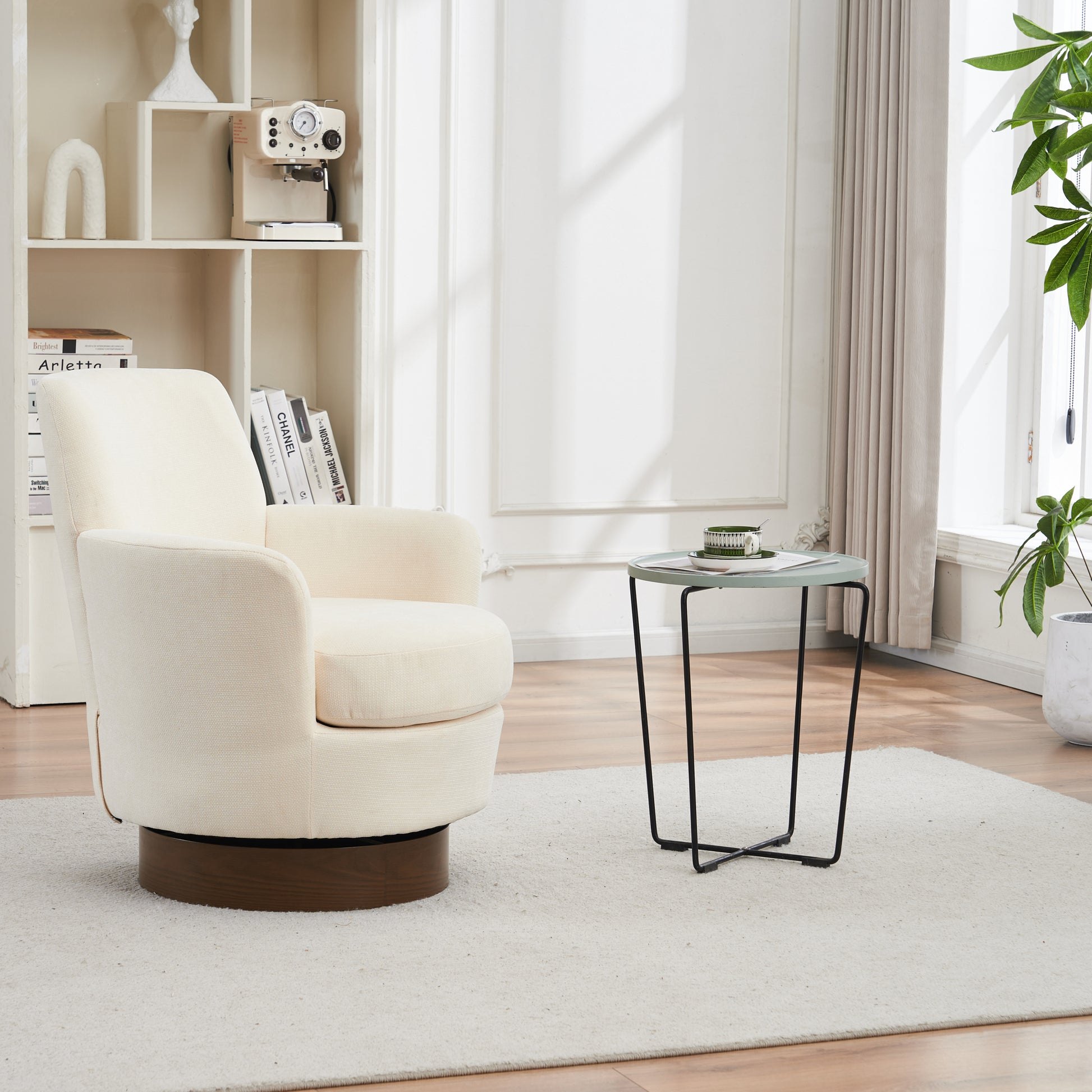 Polyester Swivel Barrel Chair, Swivel Accent Chairs Armchair For Living Room, Reading Chairs For Bedroom Comfy, Round Barrel Chairs With Gold Stainless Steel Base Beige Beige Primary Living Space American Design Foam Polyester
