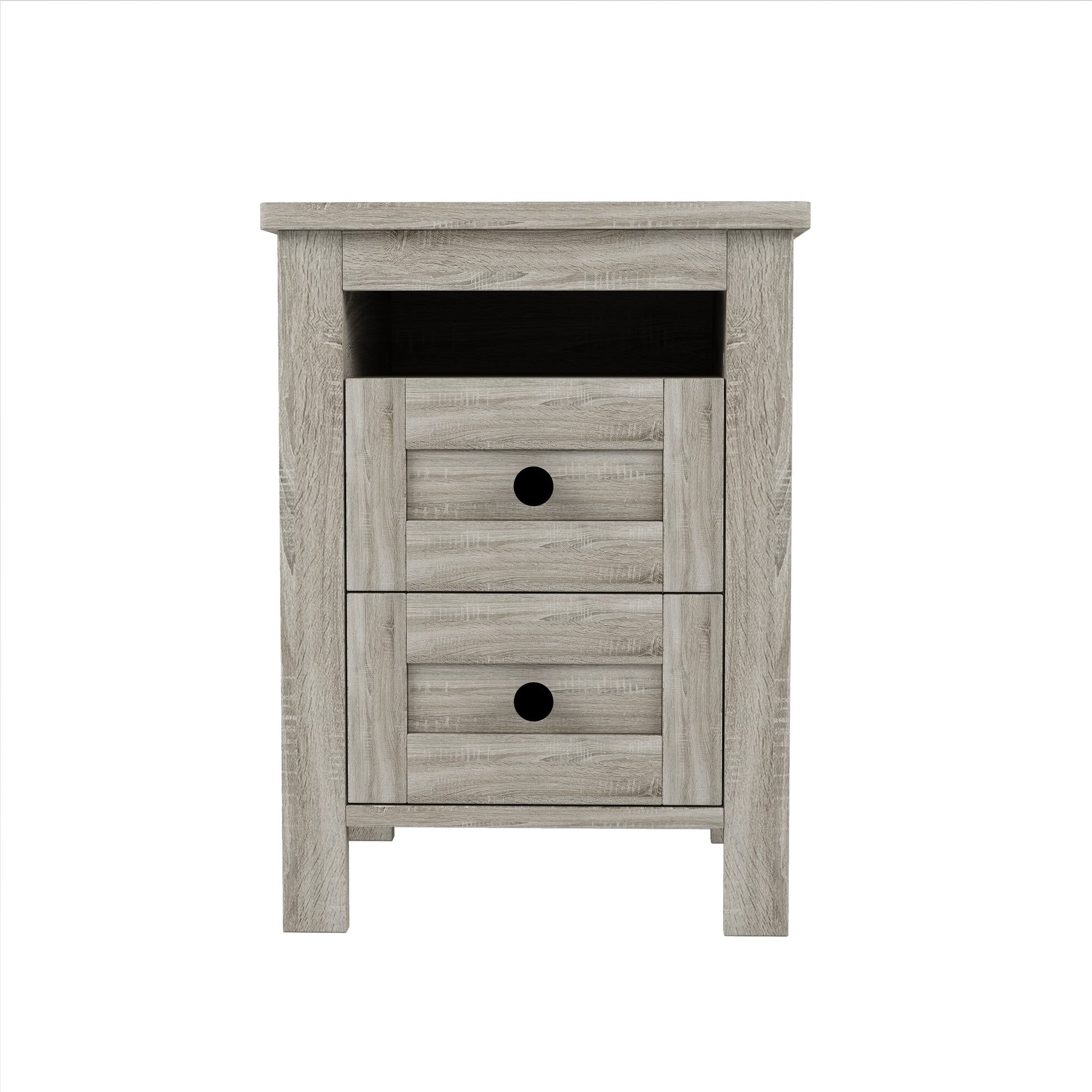3 Pieces Bedroom Sets Full Size Farmhouse Platform Bed With Double Sliding Door Storage Headboard And Charging Station, Storage Nightstand And Dresser, Antique Gray Full Antique Gray 3 Piece Set Particle Board