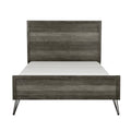 Unique Design 3 Tone Gray Finish 1Pc Eastern King Bed Metal Legs Horizontal Slat Design Headboard Footboard Bedroom Furniture Box Spring Required King Gray Wood Bedroom Bed Frame Wood