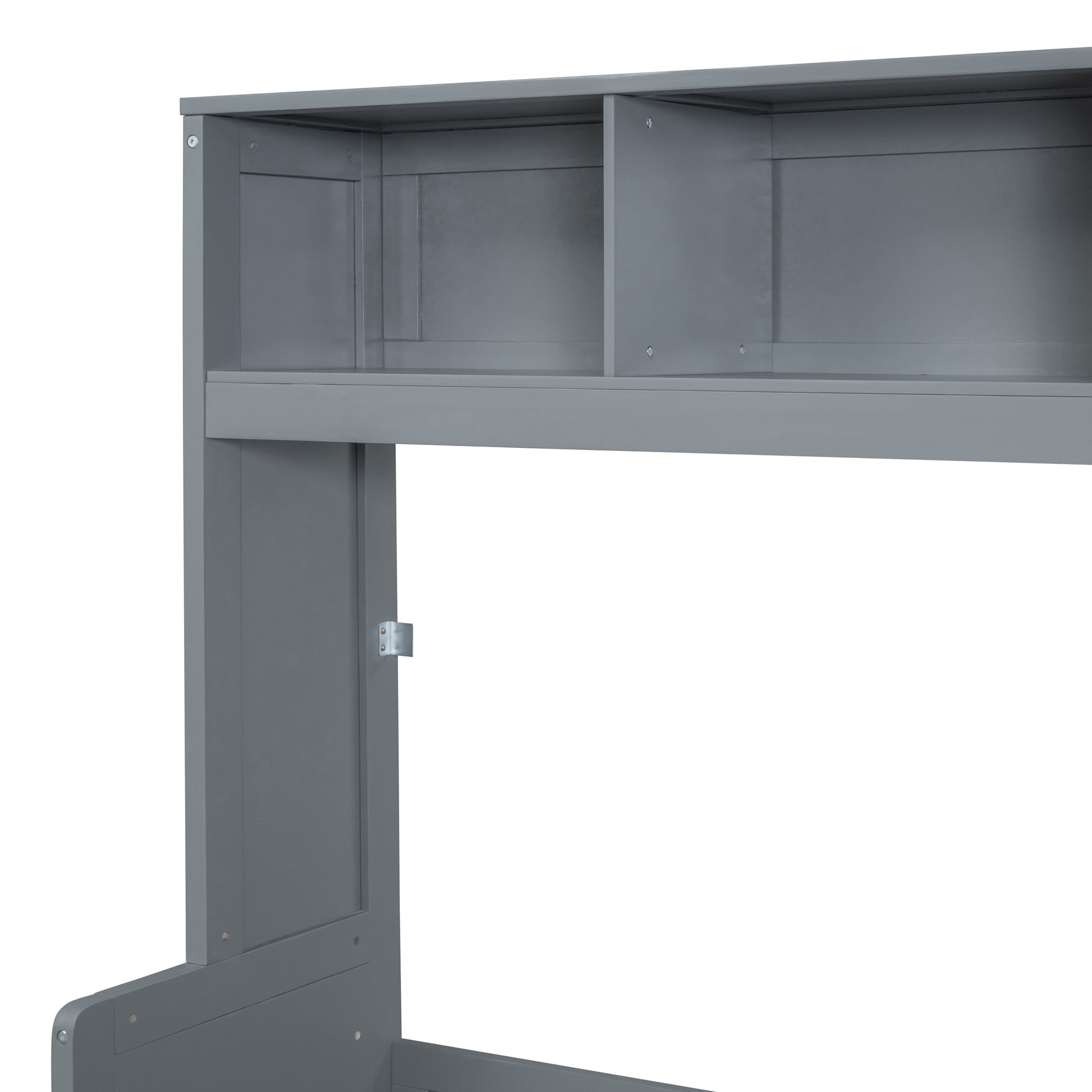 Queen Size Murphy Bed Wall Bed With Closet And Drawers,Gray Gray Mdf Lvl