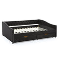 Queen Size Daybed With Drawers Upholstered Tufted Sofa Bed,With Button On Back And Copper Nail On Waved Shape Arms 84.5