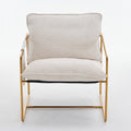 2 Chairs In 1 Box, Upholstered Hanging Armchair With Arm Pocketsmetal Frame, Gold Plated Craftsman, Crushed Foam Cushions And Skin Friendly Woven Fabric For Living Room And Bedroom. Beige Beige Metal