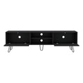 Waco Tv Rack, Hairpin Stand With Spacious Storage And Cable Management Holes, Black Black 50 59 Inches Particle Board Pine