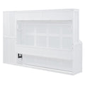 Full Size Murphy Bed Wall Bed With Closet And Drawers,White White Mdf Lvl