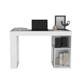 Depot E Shop Firenze Writing Desk, Two Shelves, White White Particle Board Pine