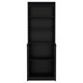 Vinton 2 Door Bookcase With Upper Shelves, Black Black Particle Board Pine