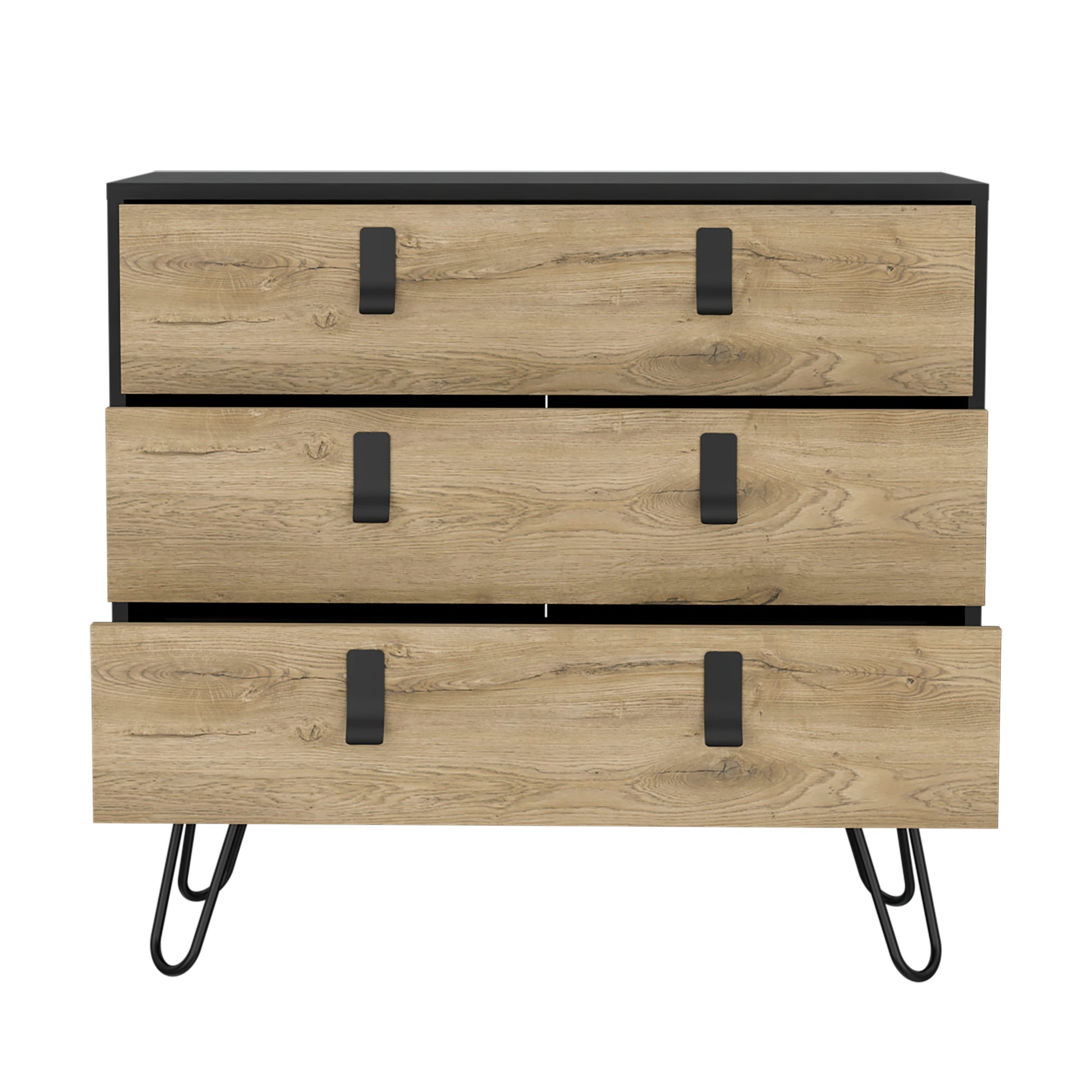 Kimball Hairpin Legs Dresser With 3 Drawers And Modern Design Multicolor Particle Board Engineered Wood