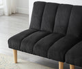 Corduroy Fabric, Wooden Legs Convertible Sofa Bed Color:Black Black Corduroy 3 Seat