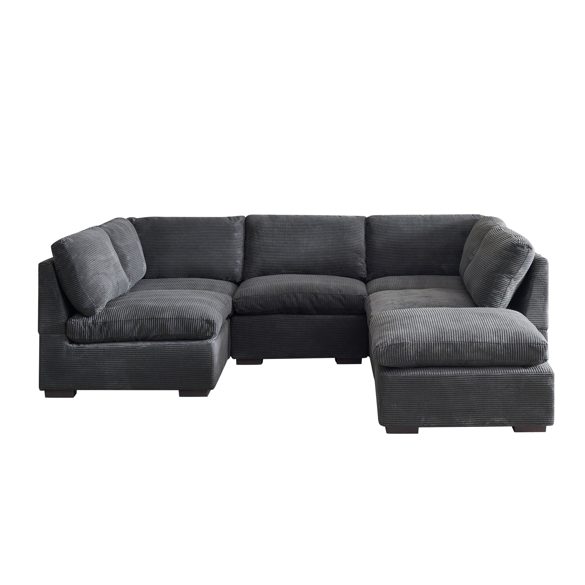 Convertible Modern Luxury Sectional Sofa Couch For Living Room Quality Corduroy Upholstery Modular Sofa Dark Grey Dark Grey Polyester Corduroy