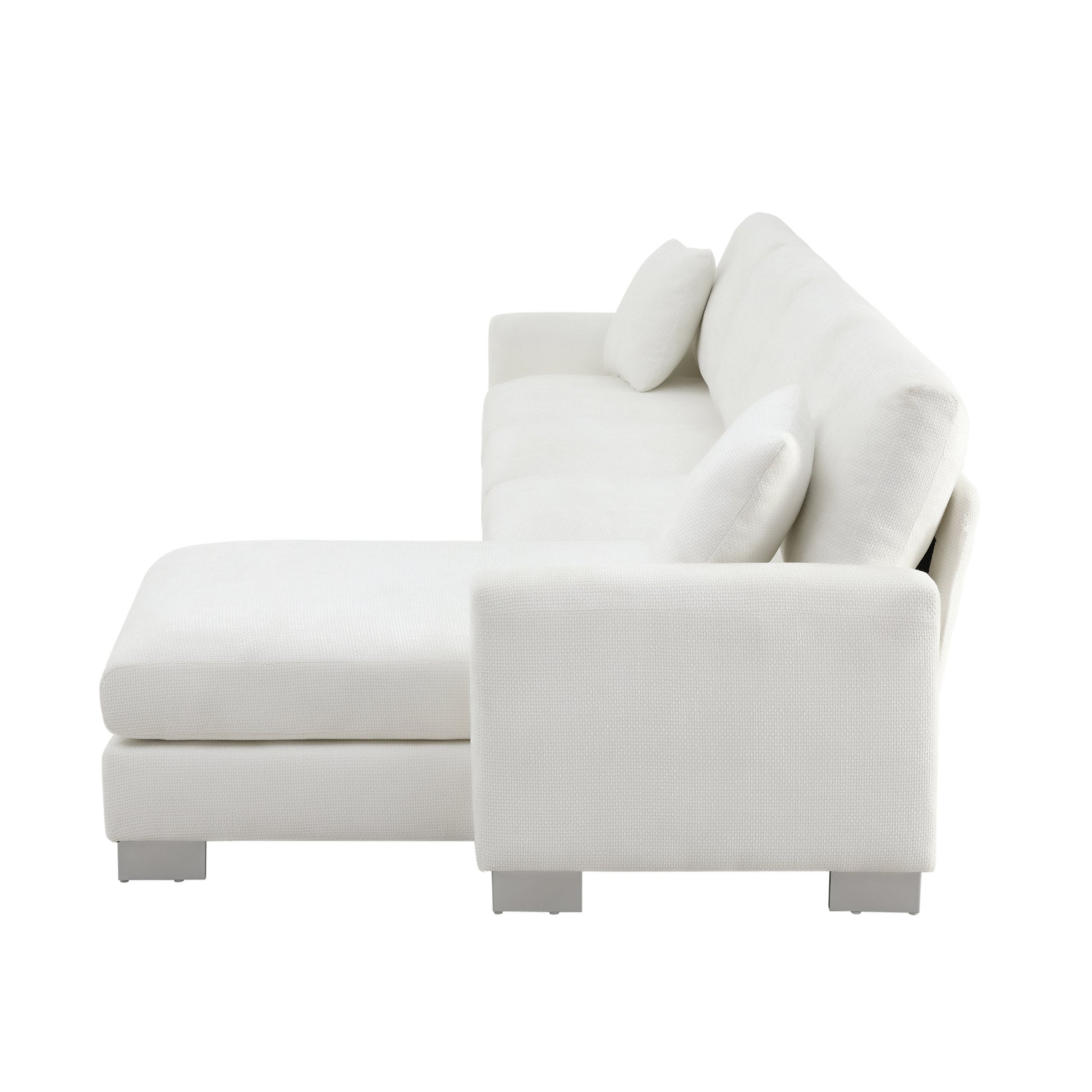119*55" Modern Oversized Sectional Sofa,L Shaped Luxury Couch Set With 2 Free Pillows,5 Seat Chenille Indoor Furniture With Chaise For Living Room,Apartment,Office,2 Colors White Chenille