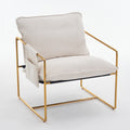 2 Chairs In 1 Box, Upholstered Hanging Armchair With Arm Pocketsmetal Frame, Gold Plated Craftsman, Crushed Foam Cushions And Skin Friendly Woven Fabric For Living Room And Bedroom. Beige Beige Metal