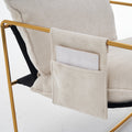 2 Chairs In 1 Box, Upholstered Hanging Armchair With Arm Pocketsmetal Frame, Gold Plated Craftsman, Crushed Foam Cushions And Skin Friendly Woven Fabric For Living Room And Bedroom. Beige Beige Metal