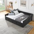 Queen Size Daybed With Drawers Upholstered Tufted Sofa Bed,With Button On Back And Copper Nail On Waved Shape Arms 84.5