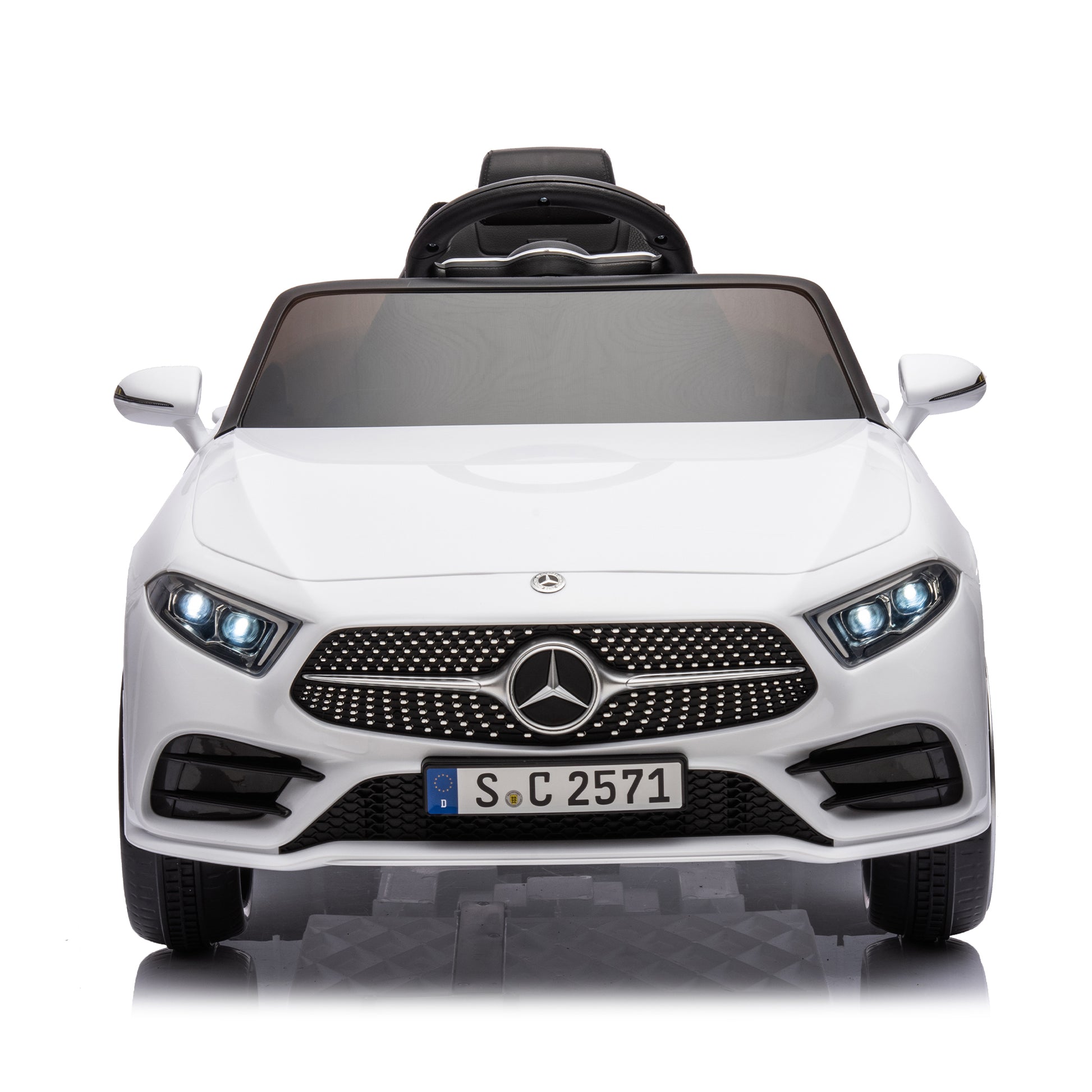 12V Kids Ride On Car W Parents Remote Control,Licensed Mercedes Benz Cls 350 For Kids,Four Wheel Suspension,Power Display,Music,Volume Control,Led Lights,Mp3,Usb Sd For Kids 37 95 Months. White 50 99 Lbs Polypropylene