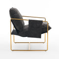 2 Chairs In 1 Box, Upholstered Hanging Armchair With Arm Pocketsmetal Frame, Gold Plated Craftsman, Crushed Foam Cushions And Skin Friendly Woven Fabric For Living Room And Bedroom. Dark Gray Dark Gray Metal