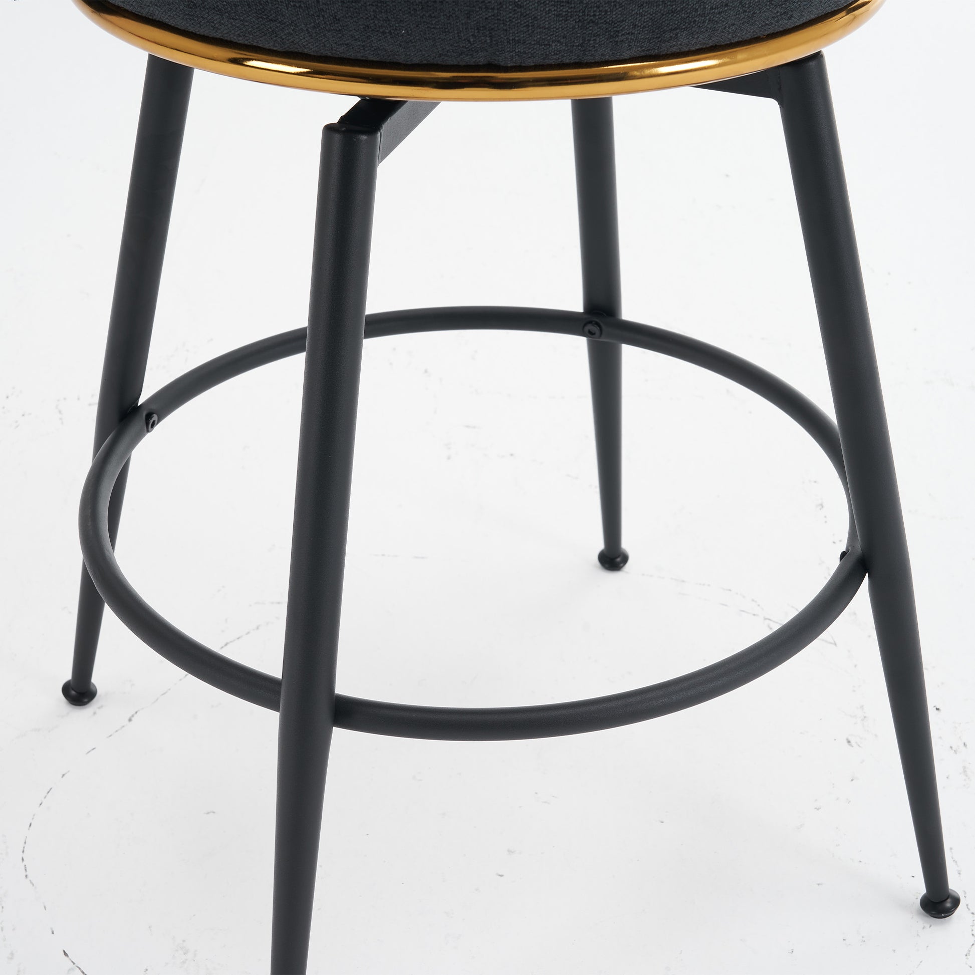 Set Of 2 Gray Swivel Bar Stools High Back, Adjustable, Upholstered With Elegant Metal Back Accents For Kitchen, Bar, Or Dining Room Dark Gray Metal