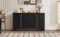 Wood Traditional Style Sideboard With Adjustable Shelves And Gold Handles For Kitchen, Dining Room And Living Room Black Black Mdf