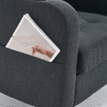 Dark Gray Upholstered Armchair And Storage Ottoman Set Comfortable Single Sofa With Cup Holders And Tufted Detailing, Ideal For Living Room Or Bedroom Dark Gray Foam Metal
