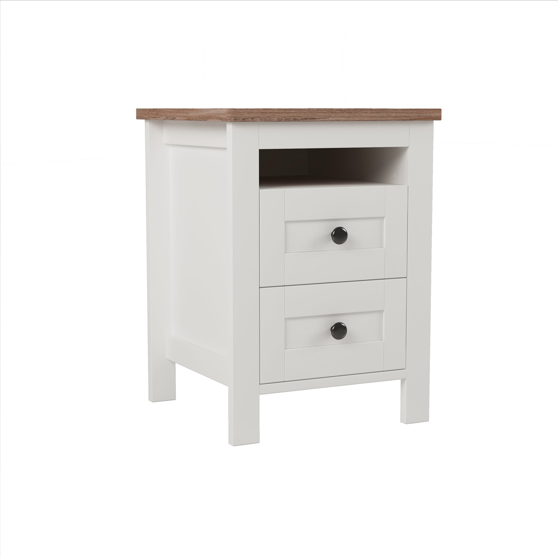 3 Pieces Bedroom Sets Full Size Farmhouse Platform Bed With Double Sliding Door Storage Headboard And Charging Station, Storage Nightstand And Dresser, White Brown Full White 3 Piece Set Particle Board