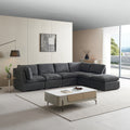 Convertible Modern Luxury Sectional Sofa Couch For Living Room Quality Corduroy Upholstery Modular Sofa Dark Grey Dark Grey Polyester Corduroy