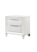 1Pc Contemporary Nightstand End Table With Two Storage Drawers White Cream Finish Bedroom Wooden Furniture White 2 Drawers Bedside Cabinet Wood