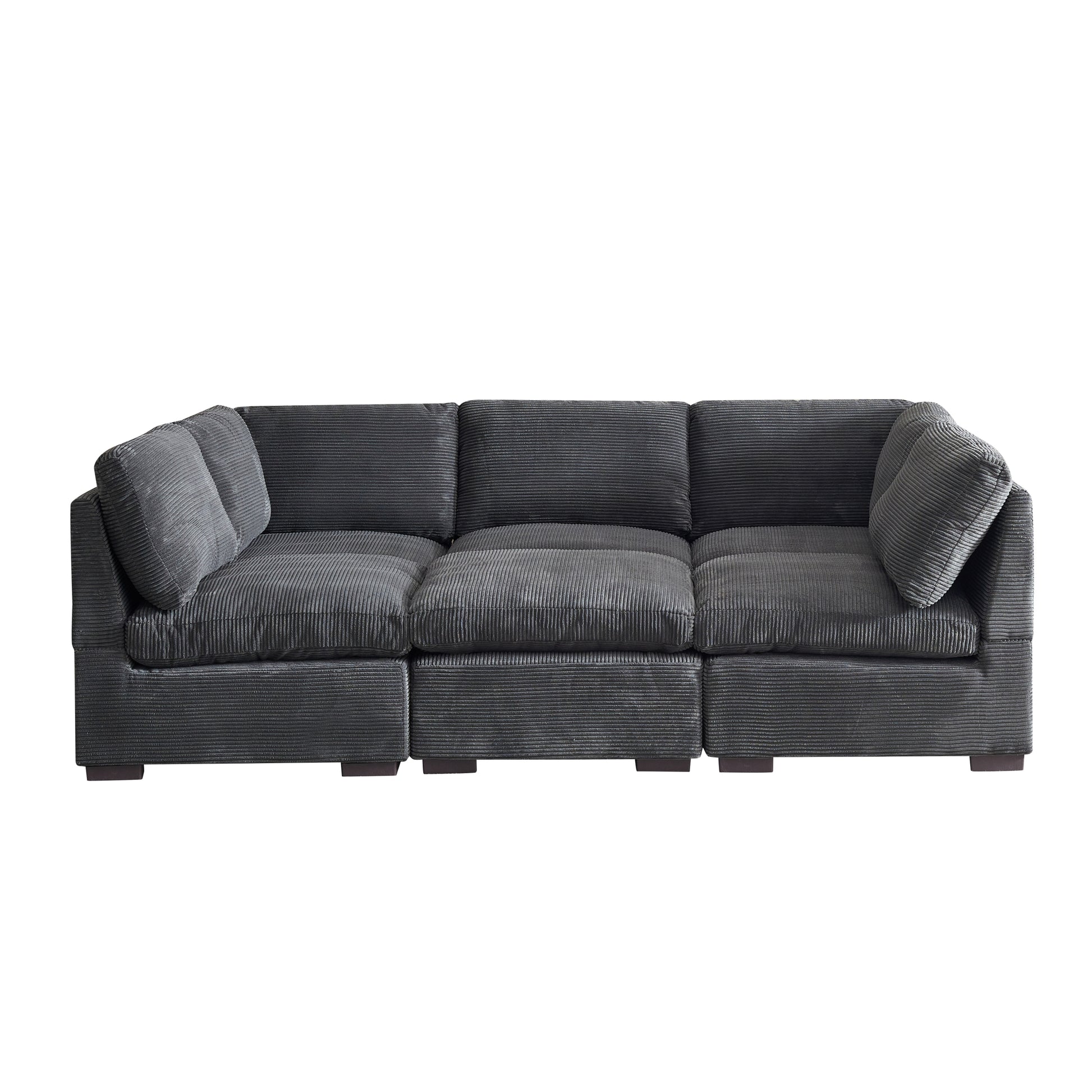 Convertible Modern Luxury Sectional Sofa Couch For Living Room Quality Corduroy Upholstery Modular Sofa Dark Grey Dark Grey Polyester Corduroy