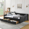 Queen Size Daybed With Drawers Upholstered Tufted Sofa Bed,With Button On Back And Copper Nail On Waved Shape Arms 84.5