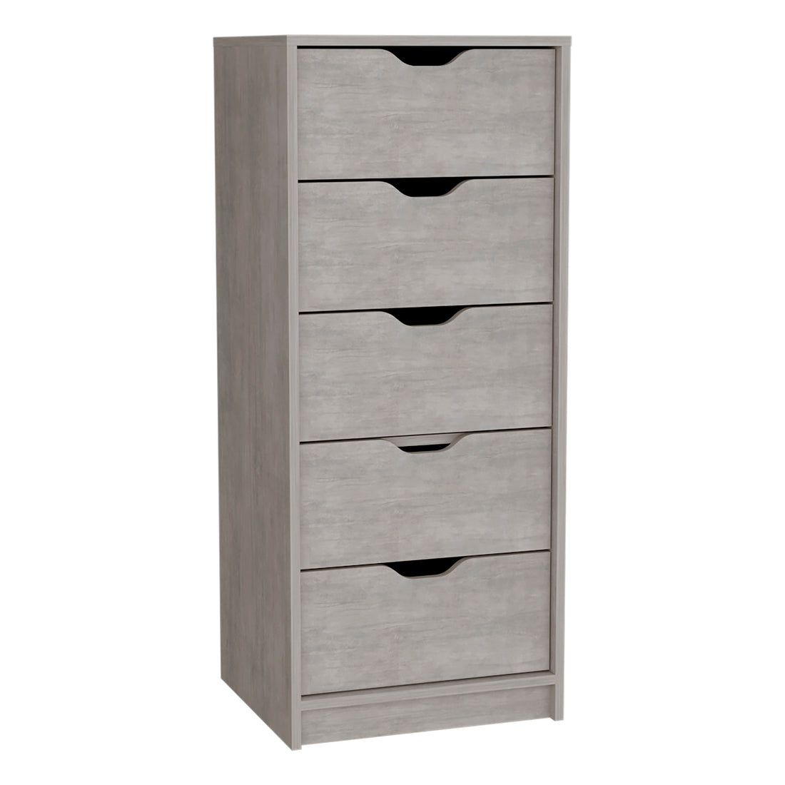 Dresser 42H" 5 Drawers Narrow Dresser, Slim Storage Chest Of Drawers, Bedroom, Concrete Gray Gray Particle Board Pine