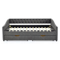 Queen Size Daybed With Drawers Upholstered Tufted Sofa Bed,With Button On Back And Copper Nail On Waved Shape Arms 84.5