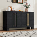 Wood Traditional Style Sideboard With Adjustable Shelves And Gold Handles For Kitchen, Dining Room And Living Room Black Black Mdf