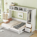 Full Size Murphy Bed Wall Bed With Closet And Drawers,White White Mdf Lvl