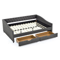 Queen Size Daybed With Drawers Upholstered Tufted Sofa Bed,With Button On Back And Copper Nail On Waved Shape Arms 84.5