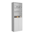 Vinton 2 Door Bookcase With Upper Shelves, White White Particle Board Pine