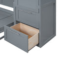 Queen Size Murphy Bed Wall Bed With Closet And Drawers,Gray Gray Mdf Lvl