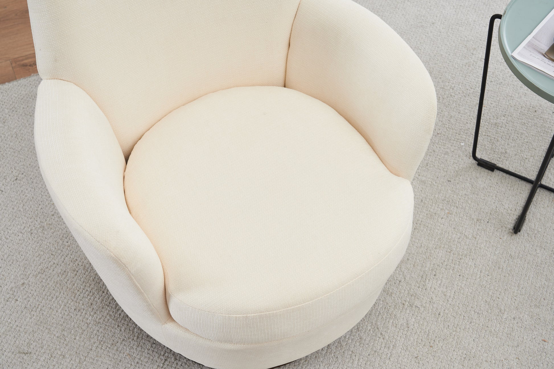 Polyester Swivel Barrel Chair, Swivel Accent Chairs Armchair For Living Room, Reading Chairs For Bedroom Comfy, Round Barrel Chairs With Gold Stainless Steel Base Beige Beige Primary Living Space American Design Foam Polyester