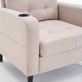 Beige Upholstered Armchair And Storage Ottoman Set Comfortable Single Sofa With Cup Holders And Tufted Detailing, Ideal For Living Room Or Bedroom Beige Metal