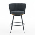 Set Of 2 Gray Swivel Bar Stools High Back, Adjustable, Upholstered With Elegant Metal Back Accents For Kitchen, Bar, Or Dining Room Dark Gray Metal