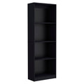 Vinton Bookcase With Spacious Tier Shelving Design, Black Black Particle Board Pine