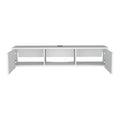 Adel Floating Tv Stand, Sleek Wall Mounted Console With 2 Doors, White White 50 59 Inches Particle Board Pine