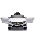 12V Kids Ride On Car W Parents Remote Control,Licensed Mercedes Benz Cls 350 For Kids,Four Wheel Suspension,Power Display,Music,Volume Control,Led Lights,Mp3,Usb Sd For Kids 37 95 Months. White 50 99 Lbs Polypropylene