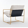 2 Chairs In 1 Box, Upholstered Hanging Armchair With Arm Pocketsmetal Frame, Gold Plated Craftsman, Crushed Foam Cushions And Skin Friendly Woven Fabric For Living Room And Bedroom. Beige Beige Metal
