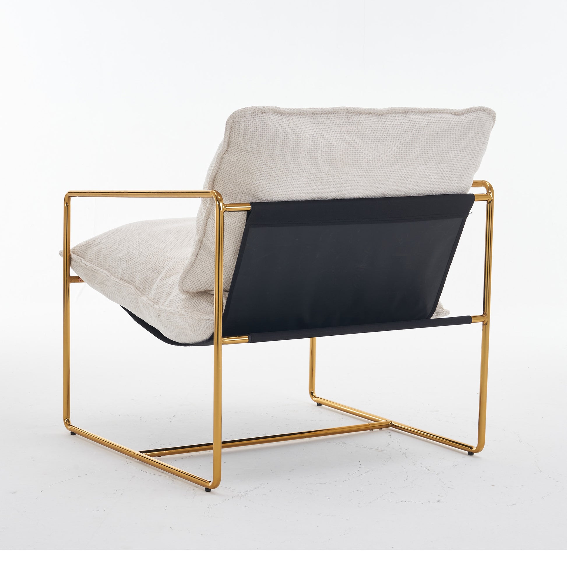 2 Chairs In 1 Box, Upholstered Hanging Armchair With Arm Pocketsmetal Frame, Gold Plated Craftsman, Crushed Foam Cushions And Skin Friendly Woven Fabric For Living Room And Bedroom. Beige Beige Metal
