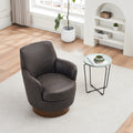 Pu Leather Swivel Barrel Chair, Swivel Accent Chairs Armchair For Living Room, Reading Chairs For Bedroom Comfy, Round Barrel Chairs With Gold Stainless Steel Base Brown Brown Primary Living Space