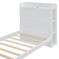 Twin Size Platform Bed With Built In Shelves, Led Light And Usb Ports, White White Mdf Lvl
